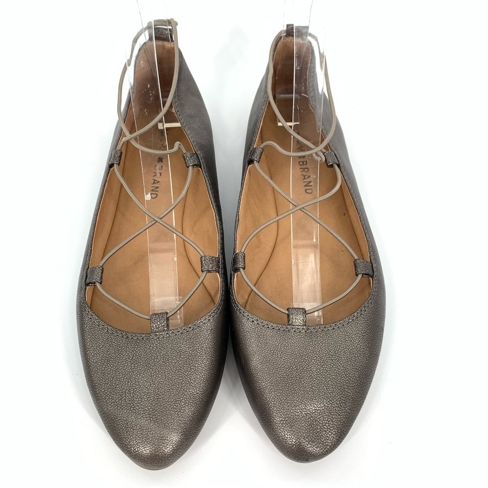 Lucky brand size 8 pewter leather Maryjanes  metallic   Holiday ballet flats